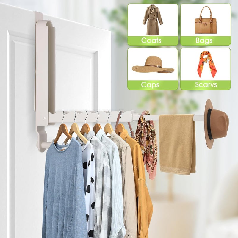 Dntorx Over The Door Drying Rack, 1 Pack Foldable Over The Door Hooks Hanger for Laundry Clothes Heavy Duty Door Organizer Rack Coat Towels Hanging Storage for Bedroom Bathroom Kitchen - Image 4